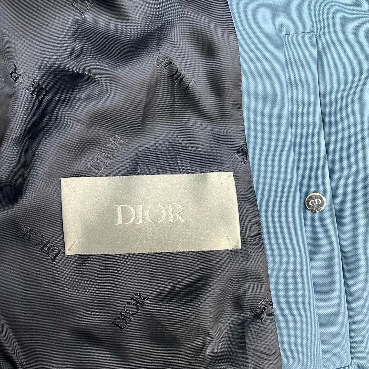 Dior x Kenny Scharf Embroidered Logo Blue Hooded Parka