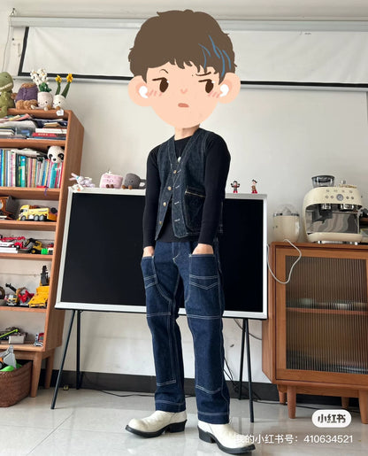 denim vest with large back pocket