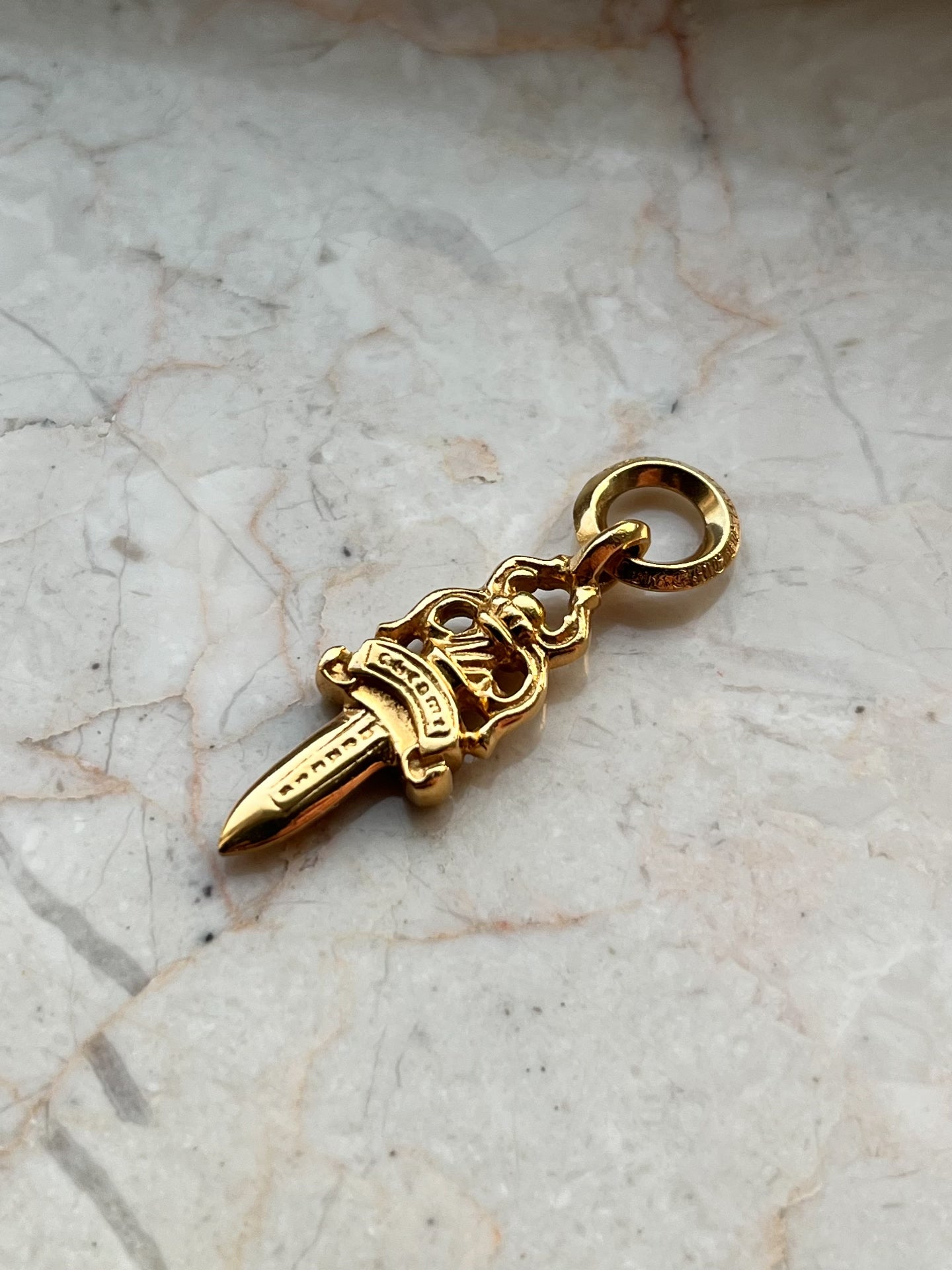 Chrome Hearts 22k Gold Dagger Pendant