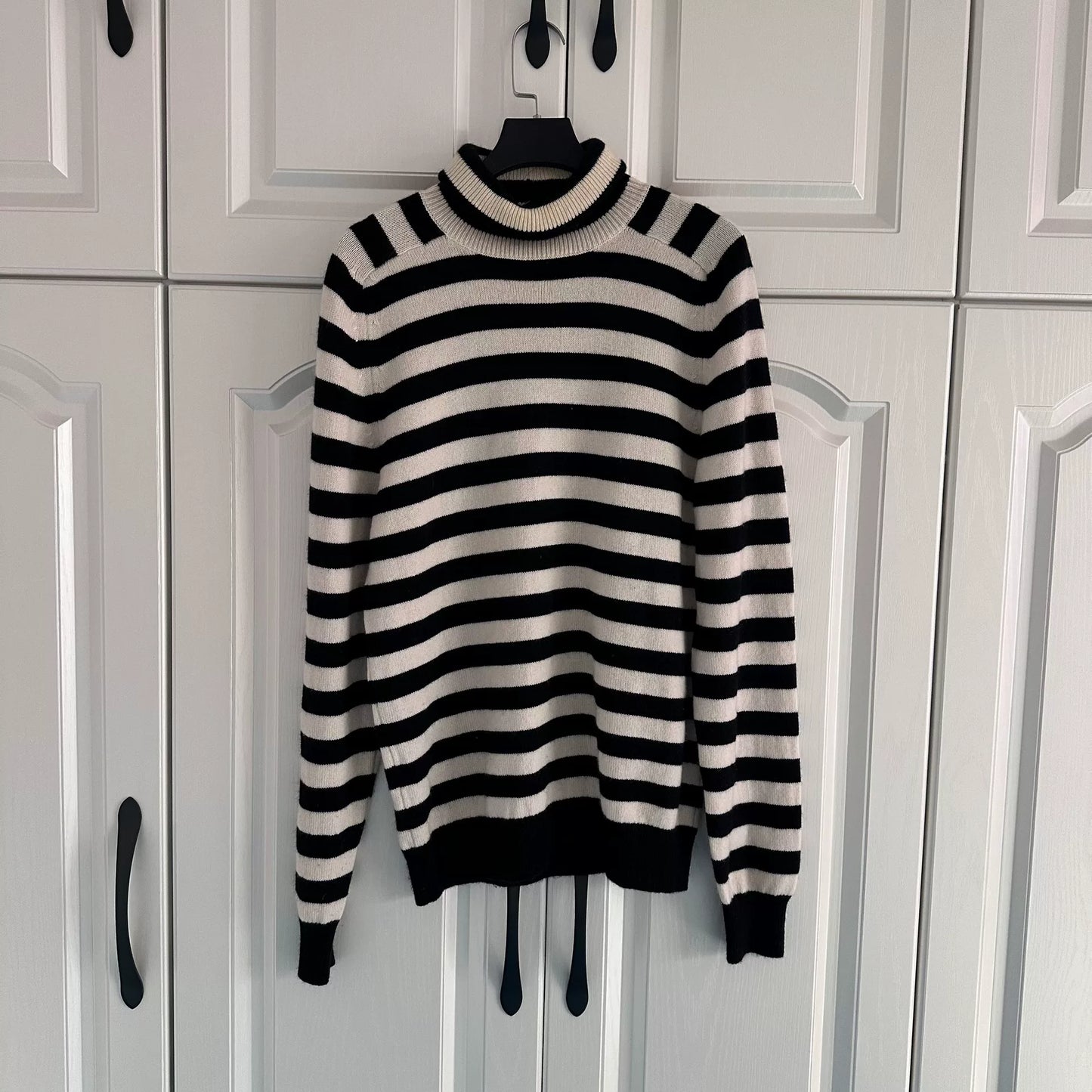 Saint Laurent Black White Striped Turtleneck