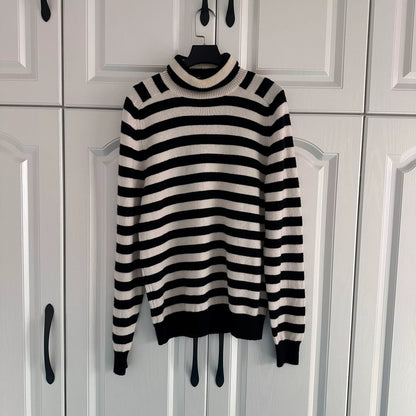 Saint Laurent Black White Striped Turtleneck