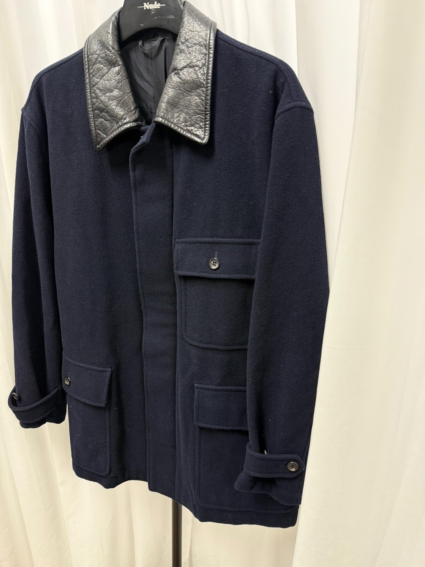Comme des Garçons Homme 1991AW Leather Collar Wool Coat