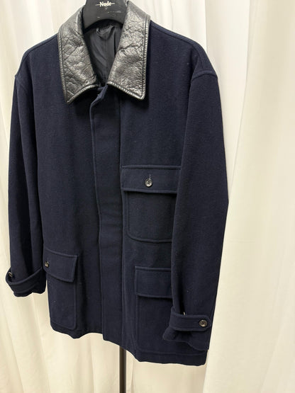 Comme des Garçons Homme 1991AW Leather Collar Wool Coat