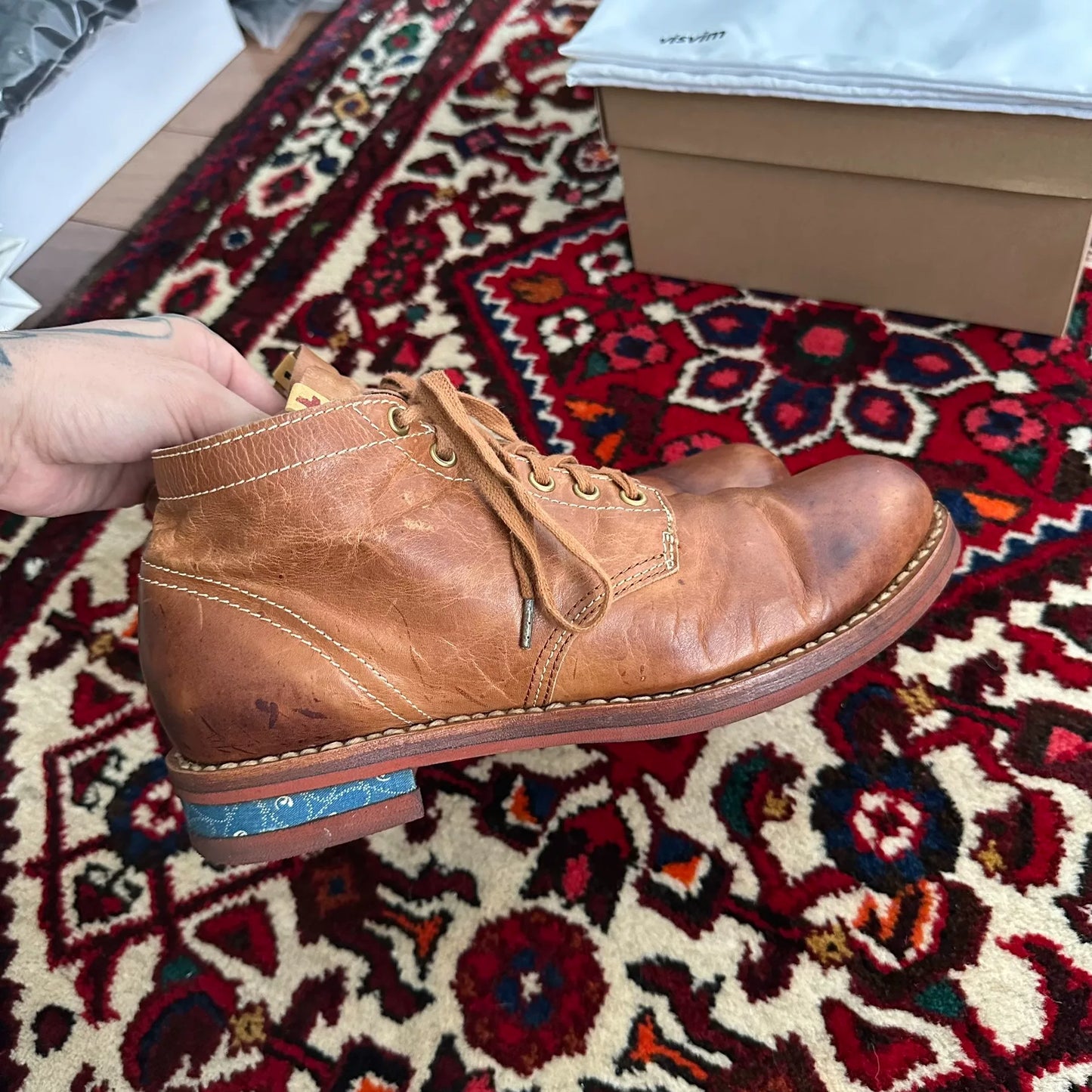 visvim brigadier boots in mid brown