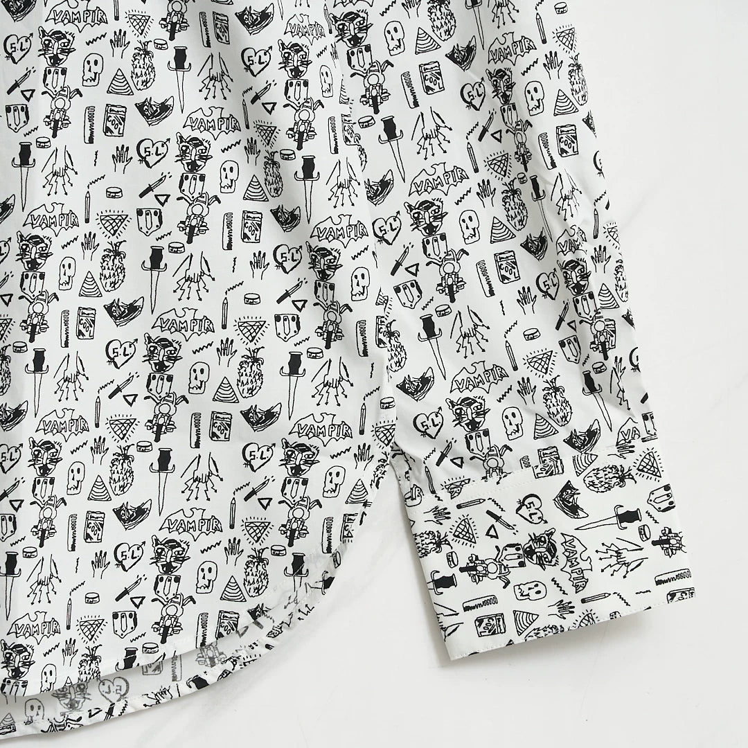 Saint Laurent Men's Graphic Print Cotton Shirt