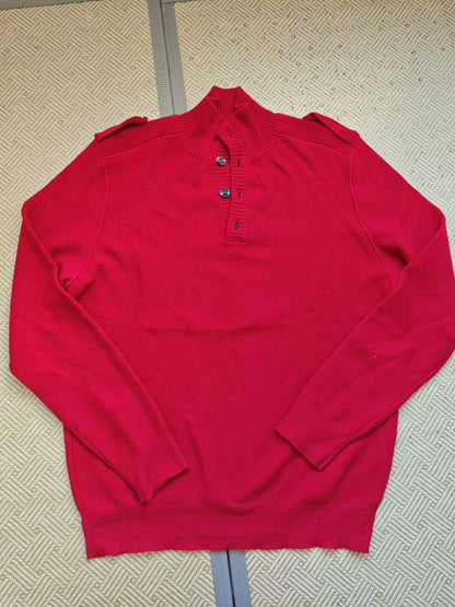 Burberry Red Military Style Wool Sweater