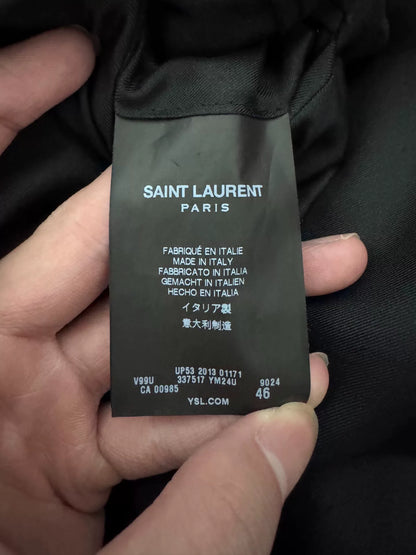 Saint Laurent 14SS Houndstooth Leather Lapel Blazer