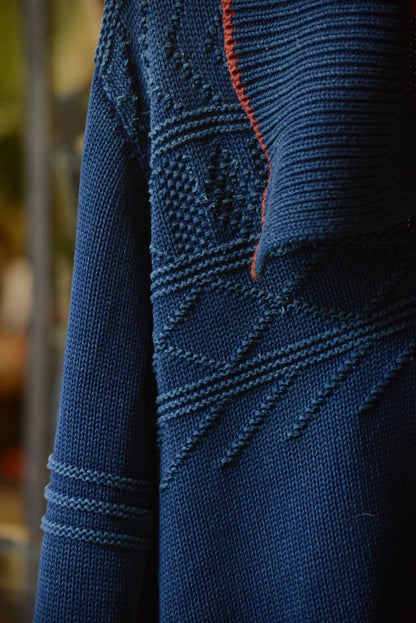 Kapital Indigo Knit Sweater Two-Way Collar