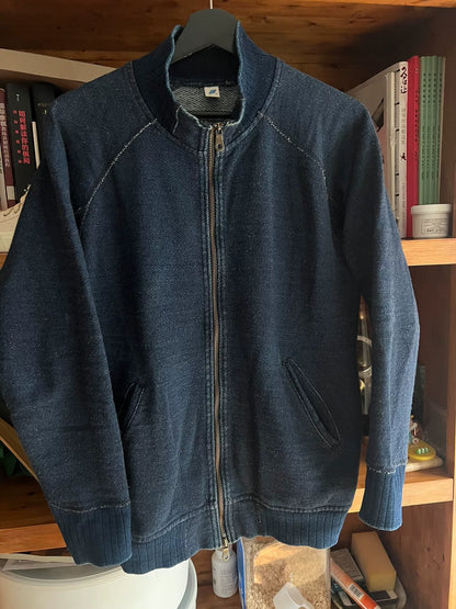 pure blue japan indigo dyed sweatshirt jacket