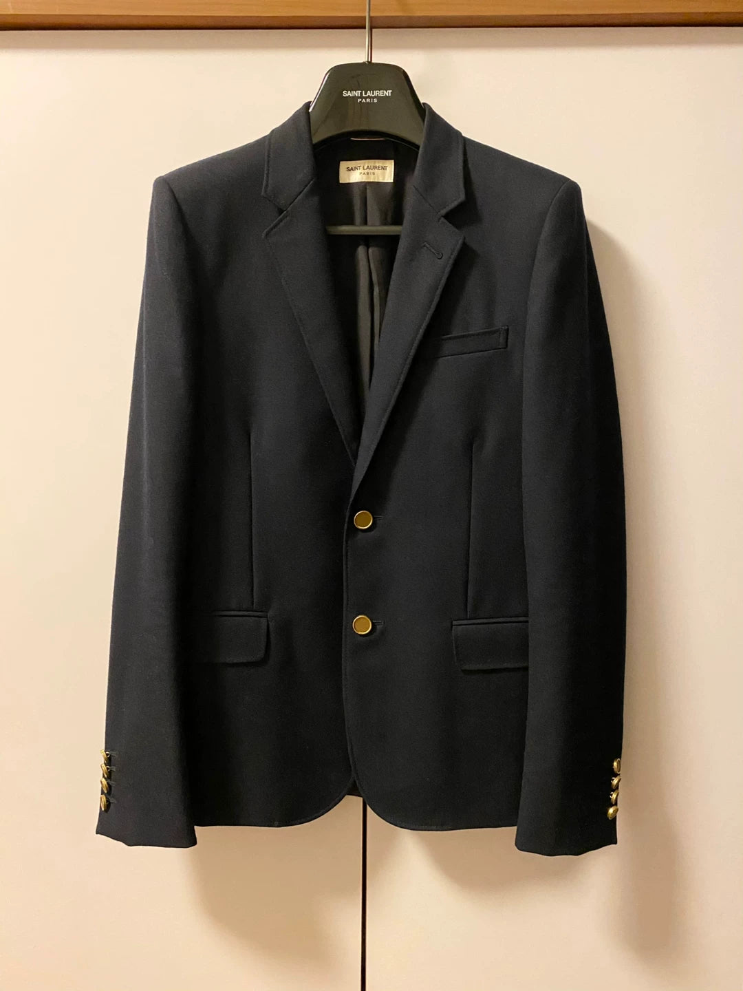 Saint Laurent Black Gold Button Blazer