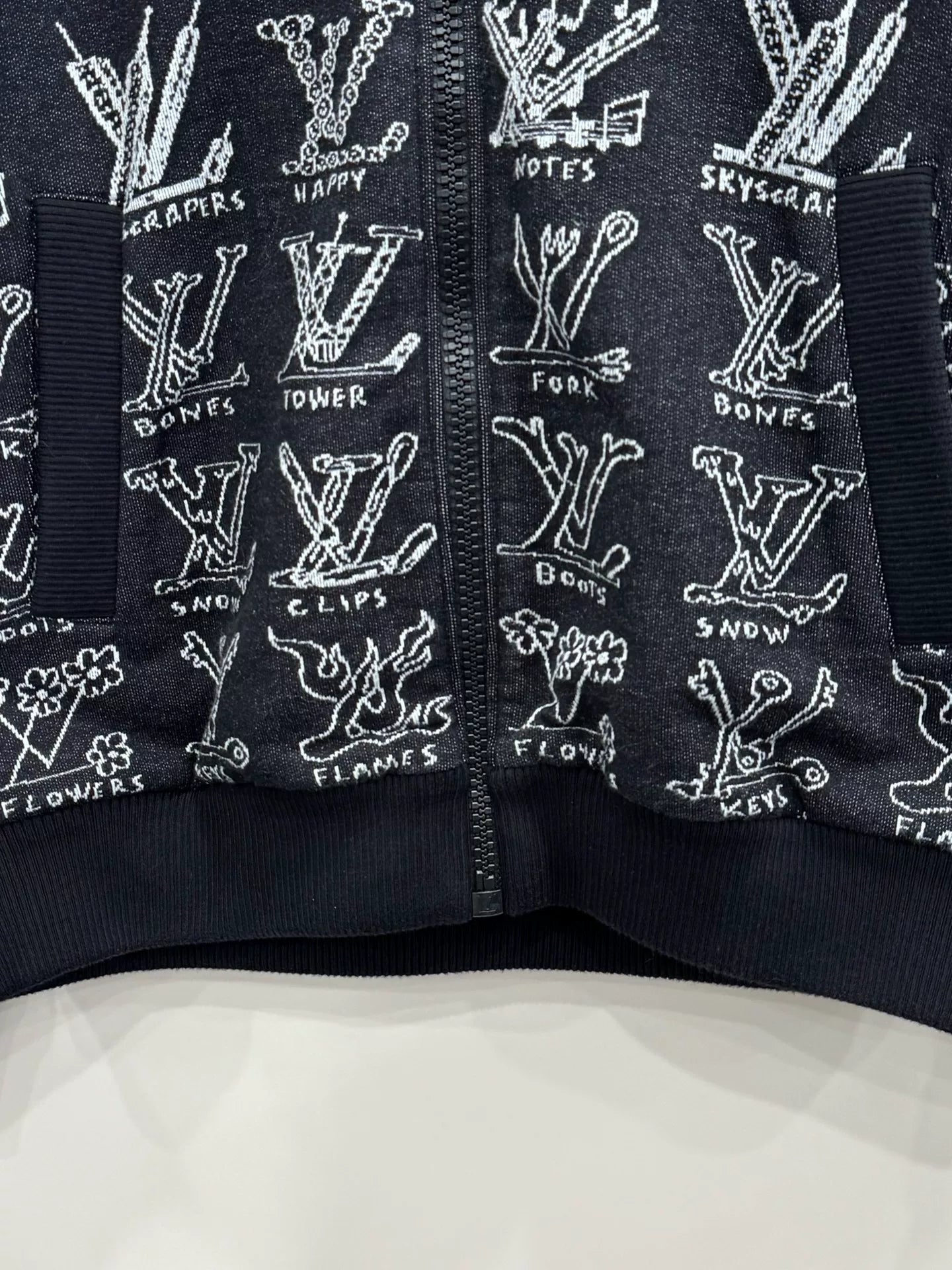 louis vuitton printed zip-up jacket size s