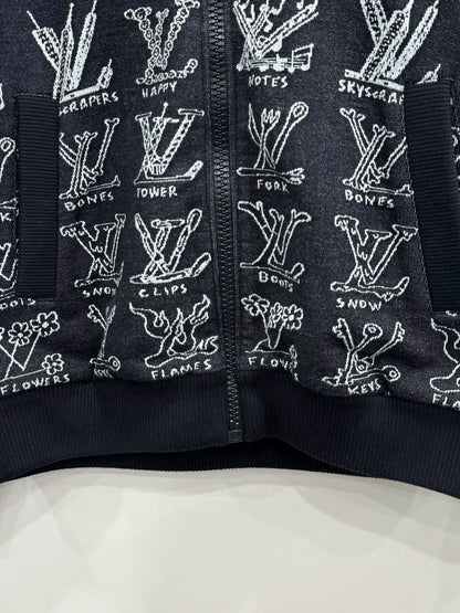 louis vuitton printed zip-up jacket size s