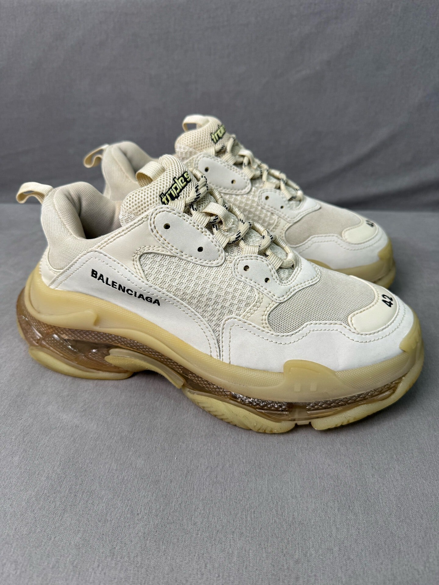 Balenciaga Triple S Cream Sneakers Size 42