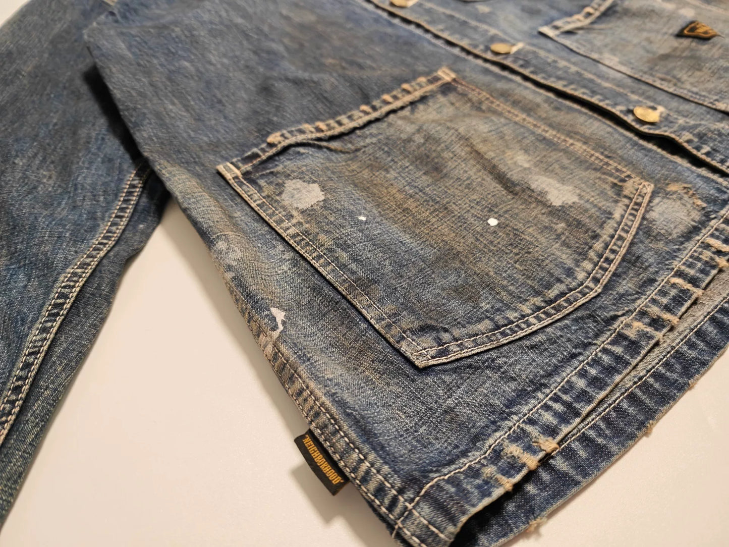 vintage faded ink splatter denim shirt