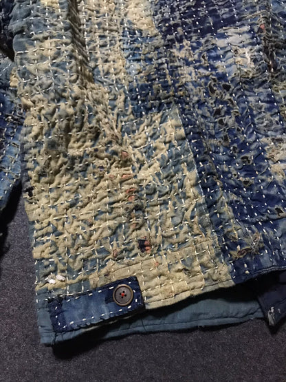 unique boro patchwork blue-yellow jacket
