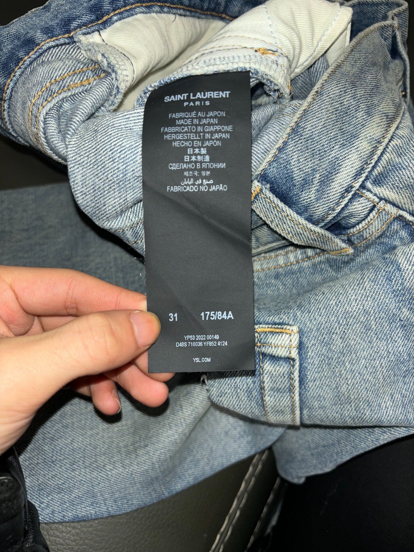 Saint Laurent Distressed Knee Denim Pants