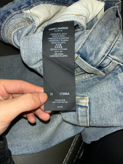 Saint Laurent Distressed Knee Denim Pants