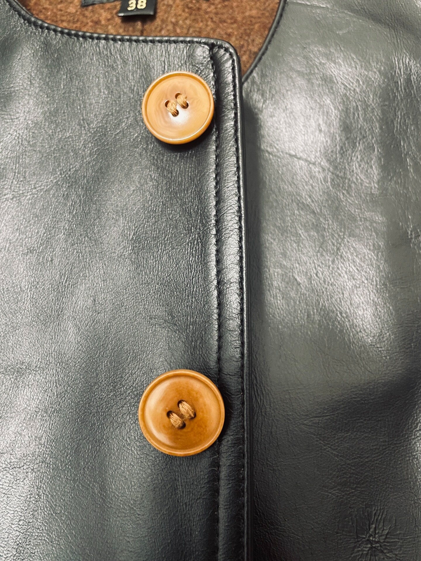 Bourn Black Leather Vest with Wool Lining
