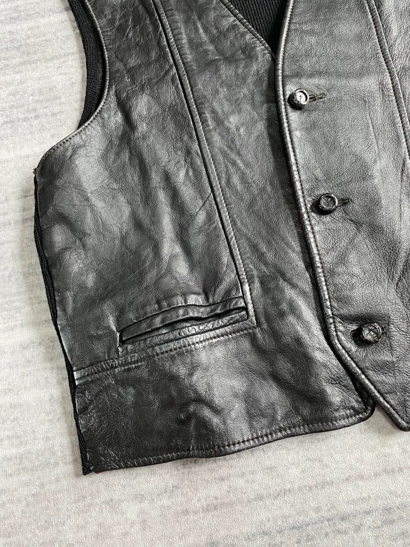 vintage western sleeveless leather vest