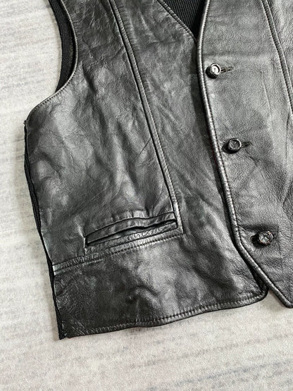 vintage western sleeveless leather vest