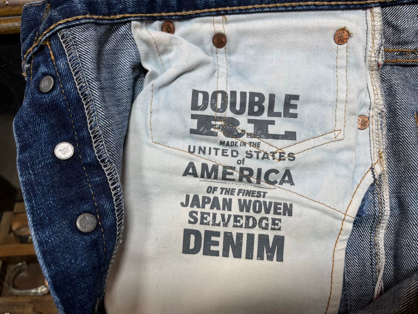 vintage distressed double rl denim pants
