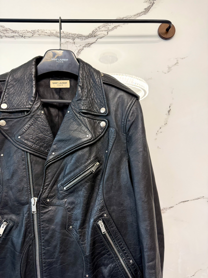 saint laurent black leather guitar jacket
