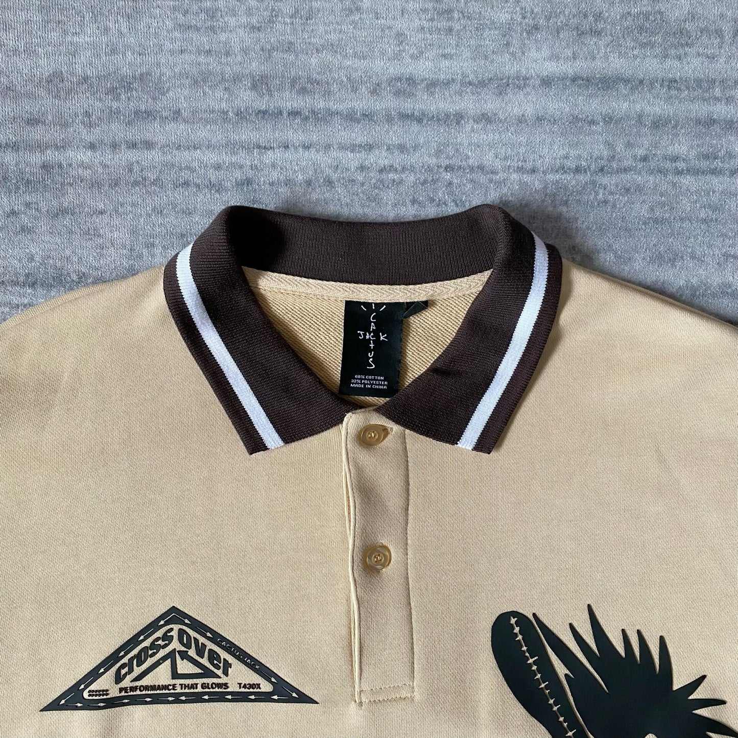 cactus jack brown long sleeve polo sweatshirt