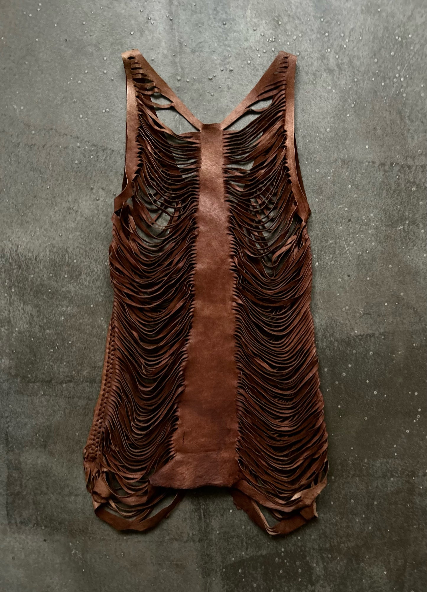 stylish brown fringed leather vest