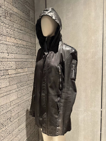rare hooded leather jacket from 14th addiction