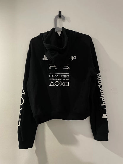 balenciaga ps5 cropped hoodie in black