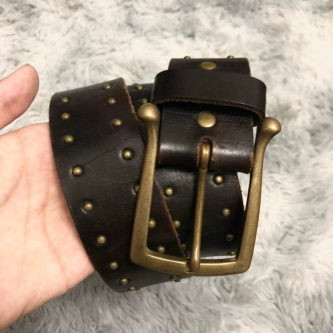 studded western style leather belt