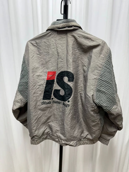 issey miyake logo patch metallic nylon jacket