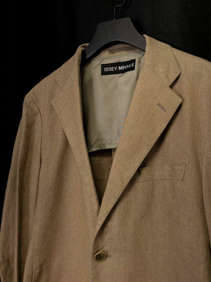 issey miyake 80s linen jacket in beige