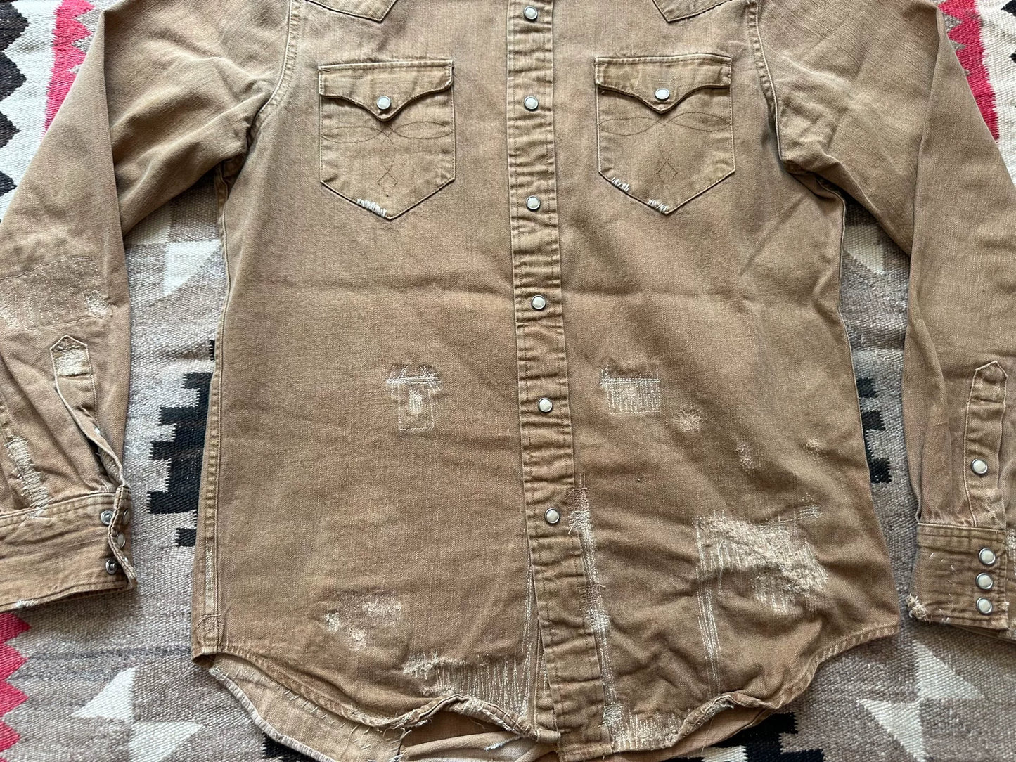 rrl distressed floral western shirt