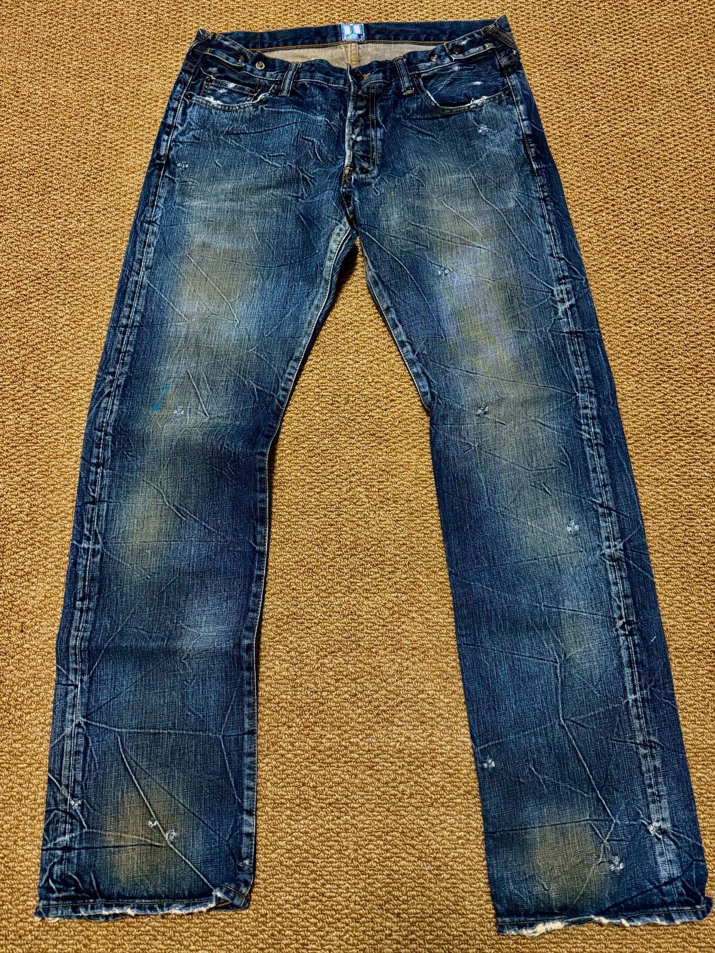 Blue Distressed Denim Jeans