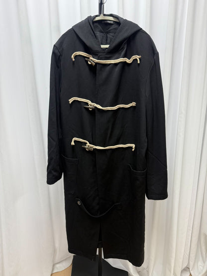 yohji yamamoto black duffle coat with horn buttons