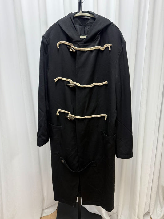 yohji yamamoto black duffle coat with horn buttons