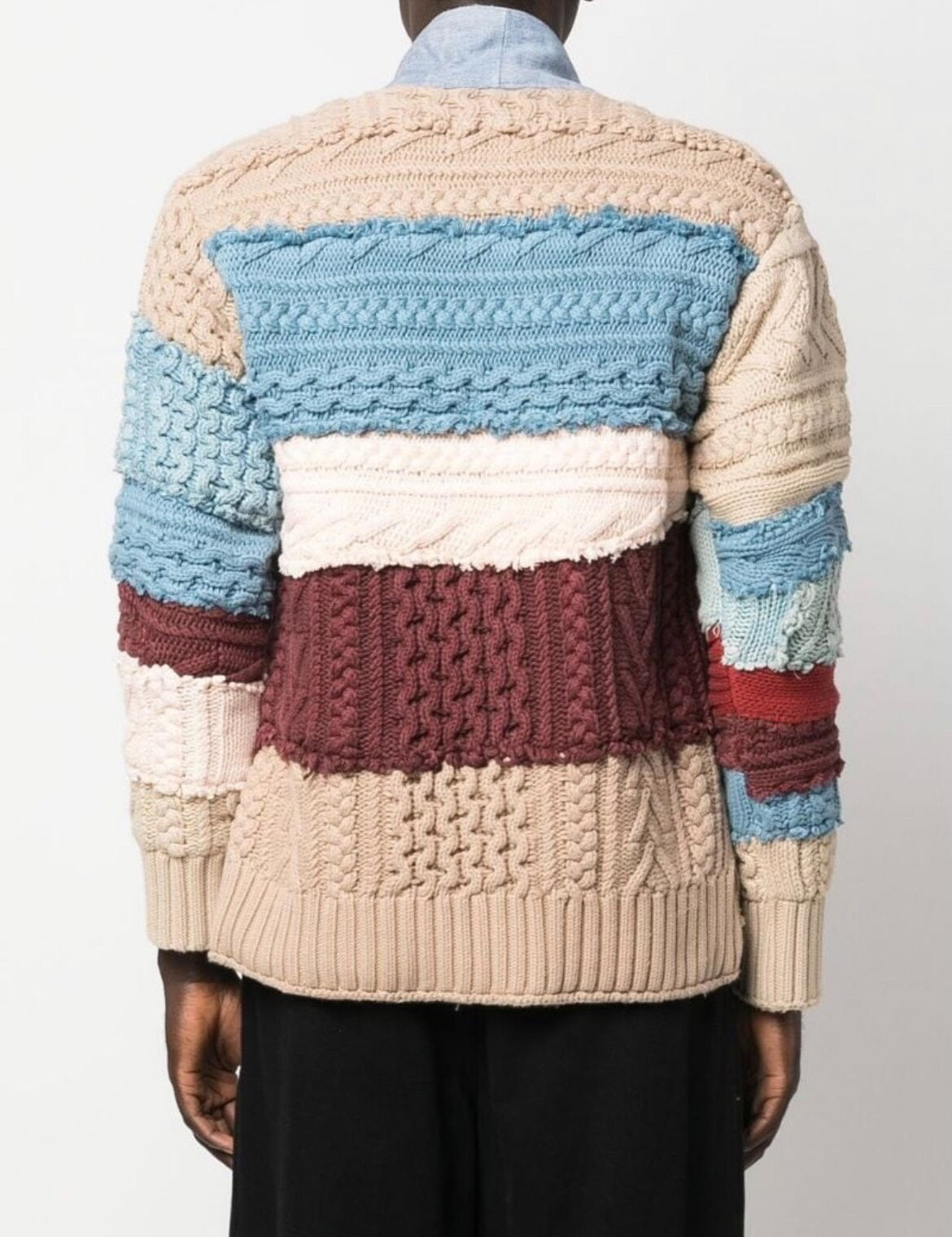 greg lauren patchwork design cardigan jacket