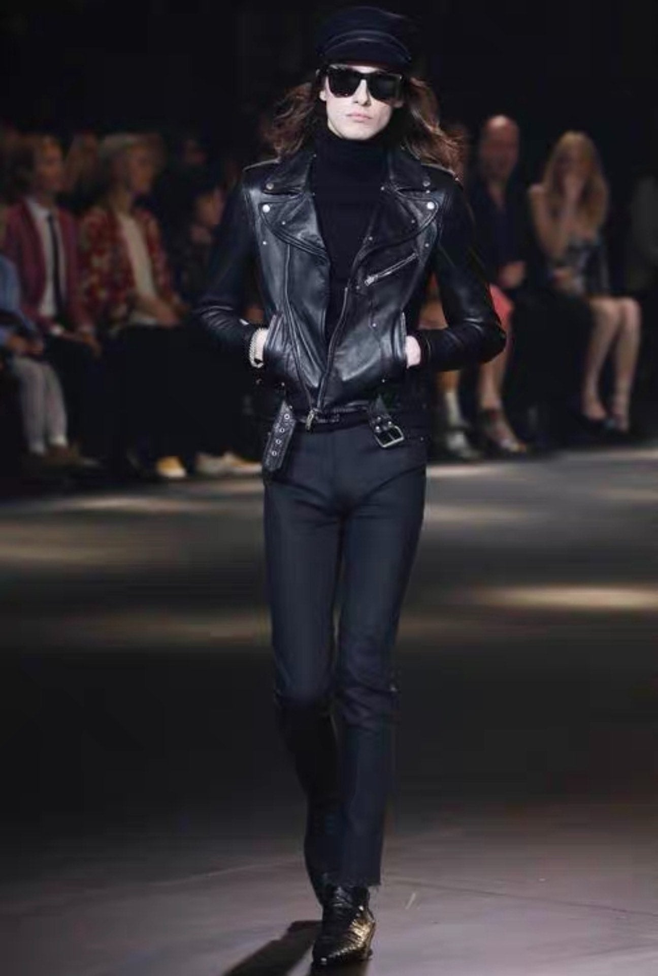 saint laurent black leather guitar jacket