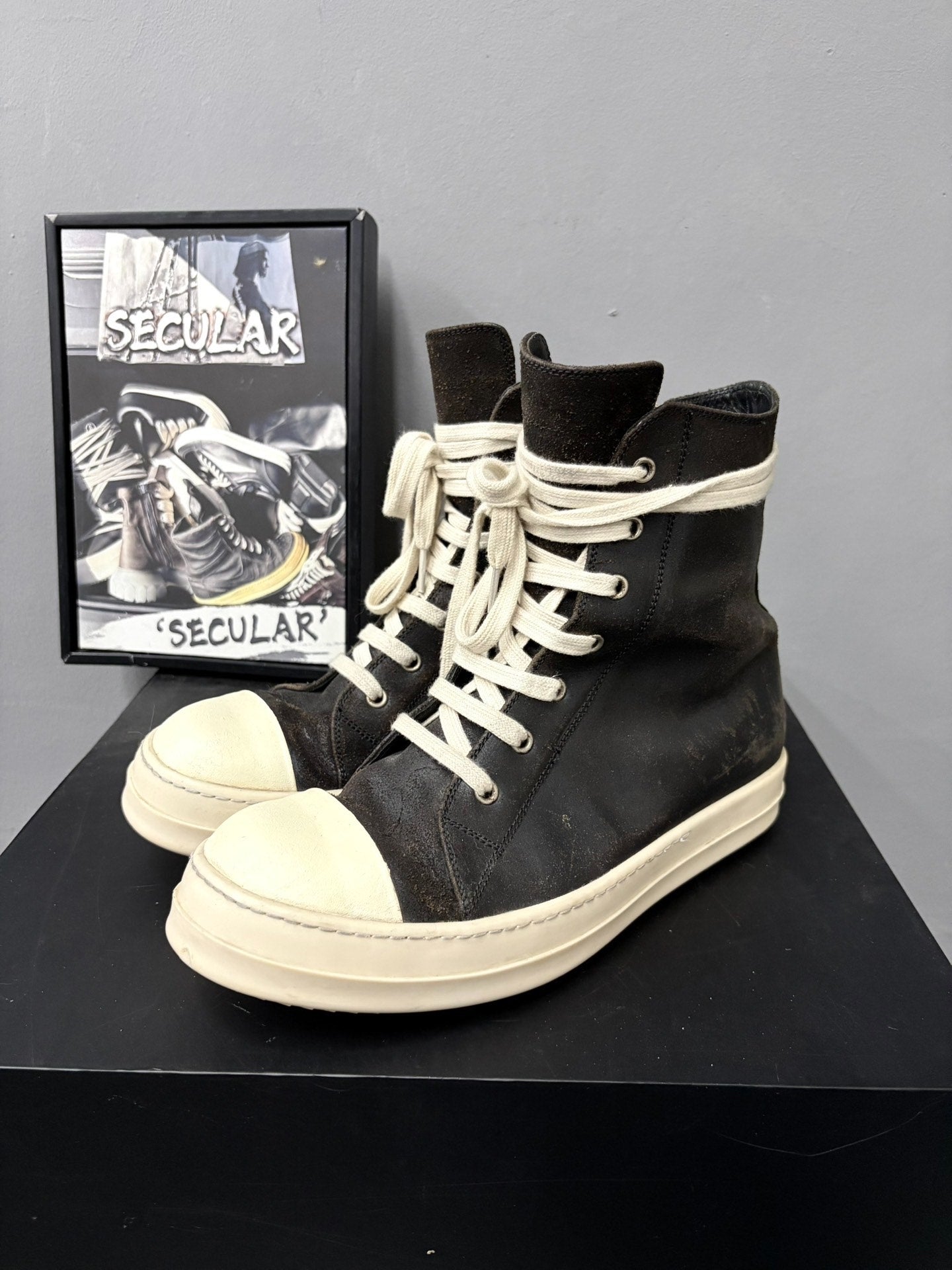 Rick Owens High-Top Leather Sneakers