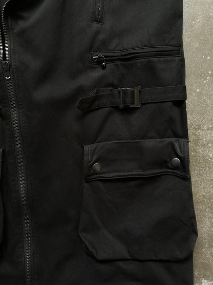 black motorcycle vest with quilted design