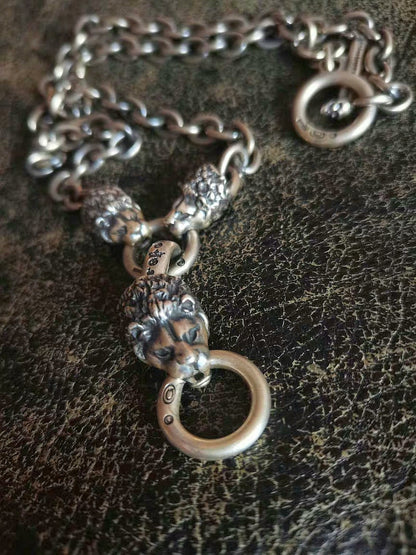 Gaboratory Silver Lion Head Necklace
