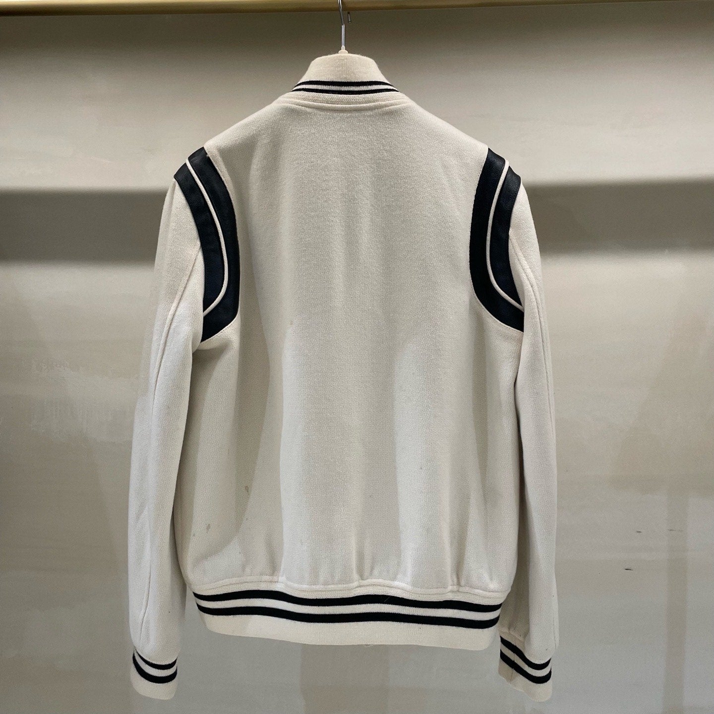 Saint Laurent Cream Baseball Jacket