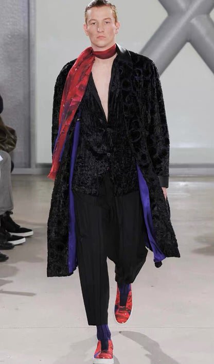 issey miyake man velvet long coat unisex