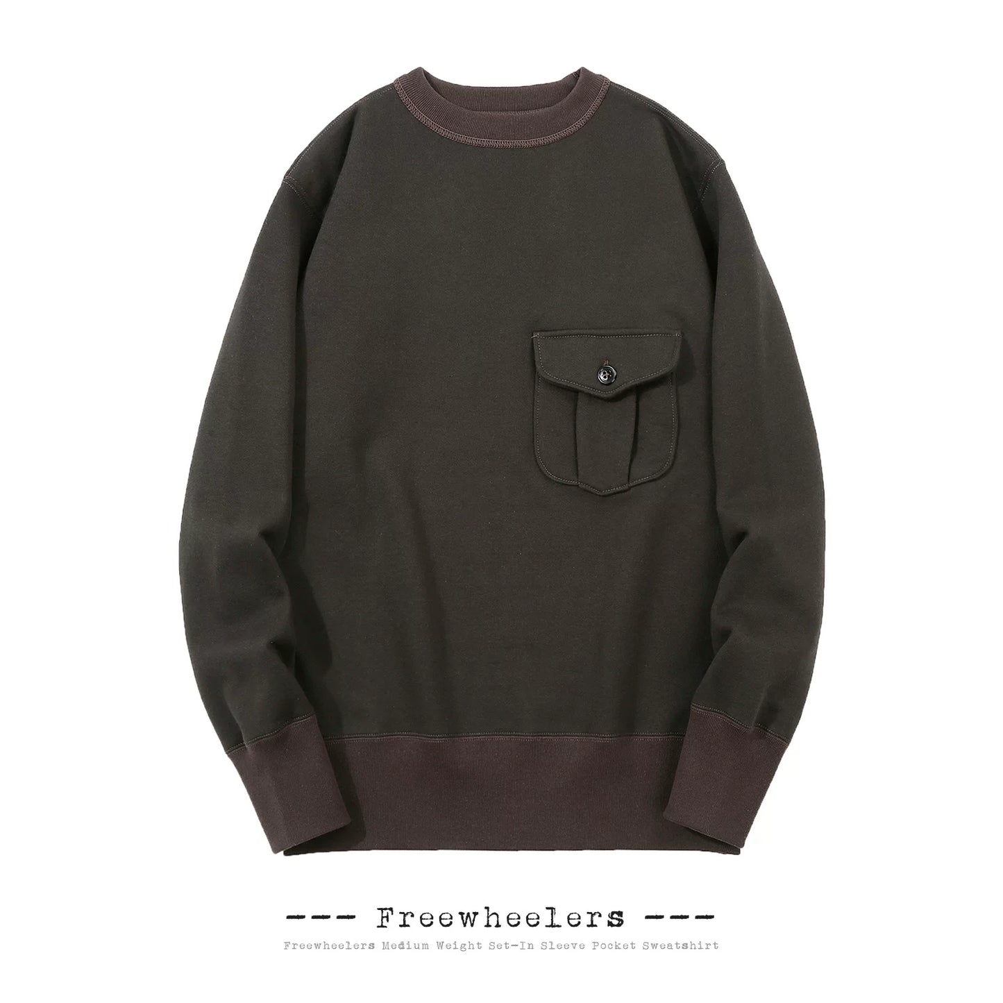 Black Set-In Fleece Pullover Sweatshirt