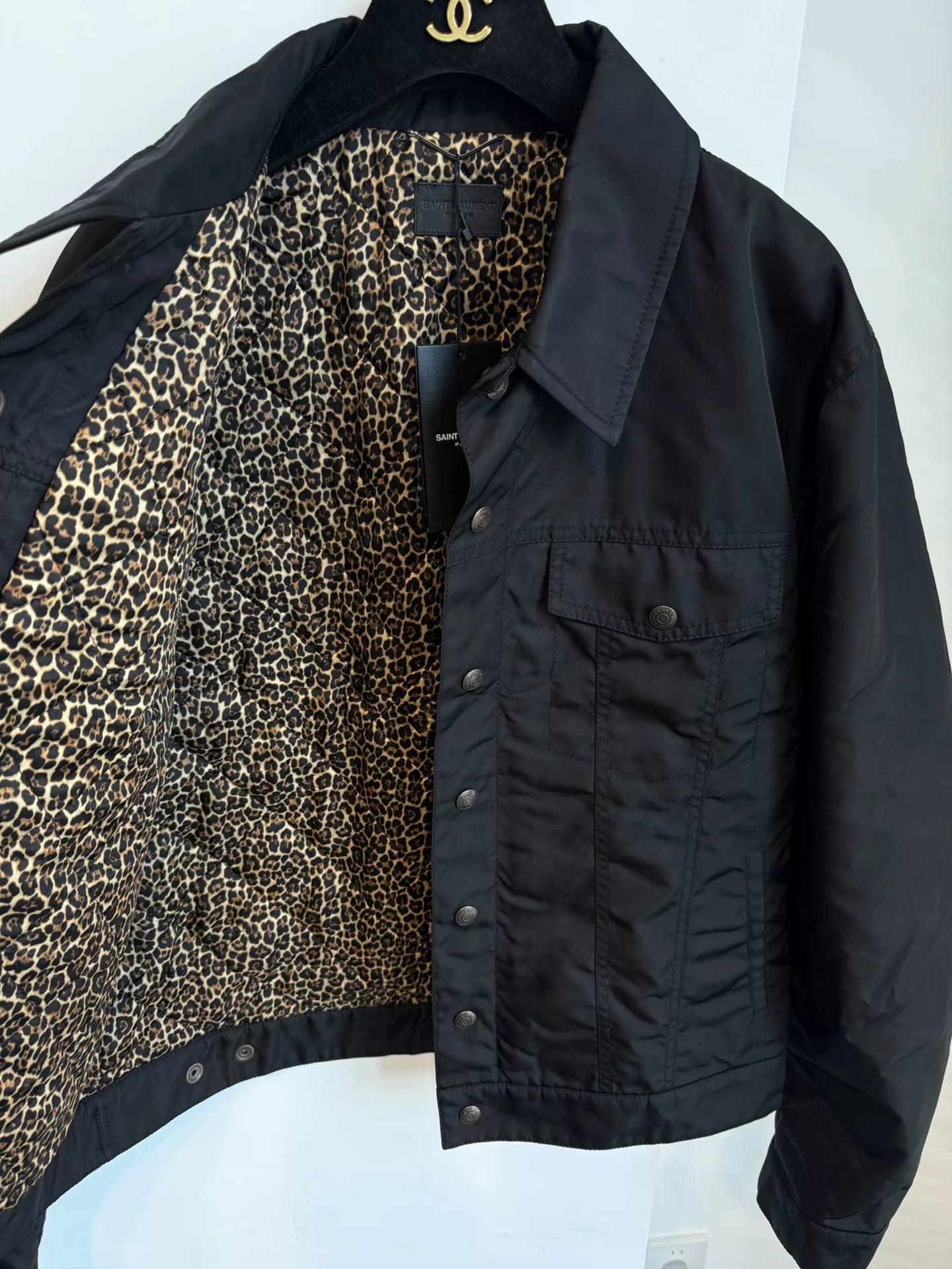 Saint Laurent SLP Black Leopard Lining Jacket
