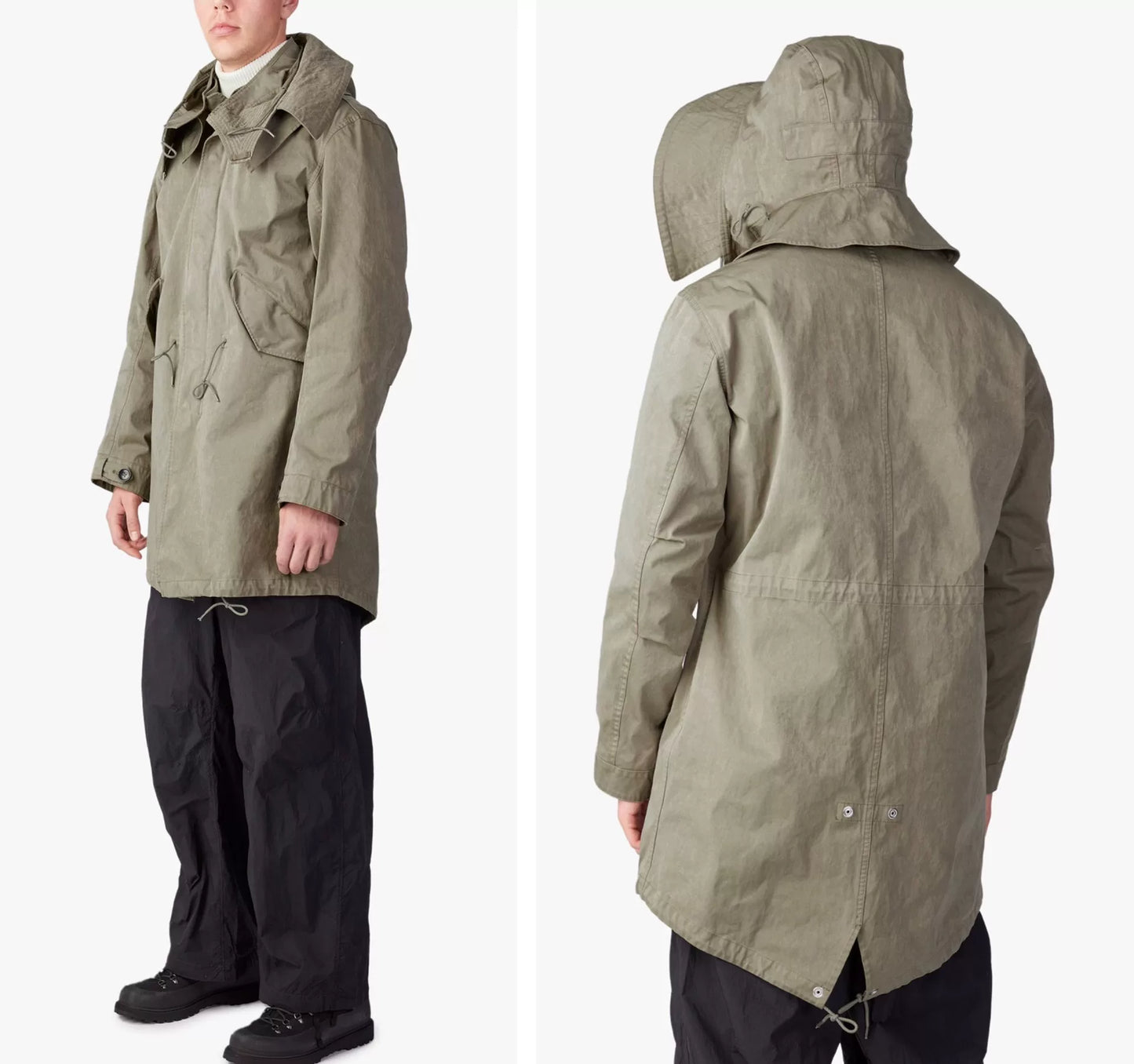 TEN C Parka Fish Tail Coat in Beige