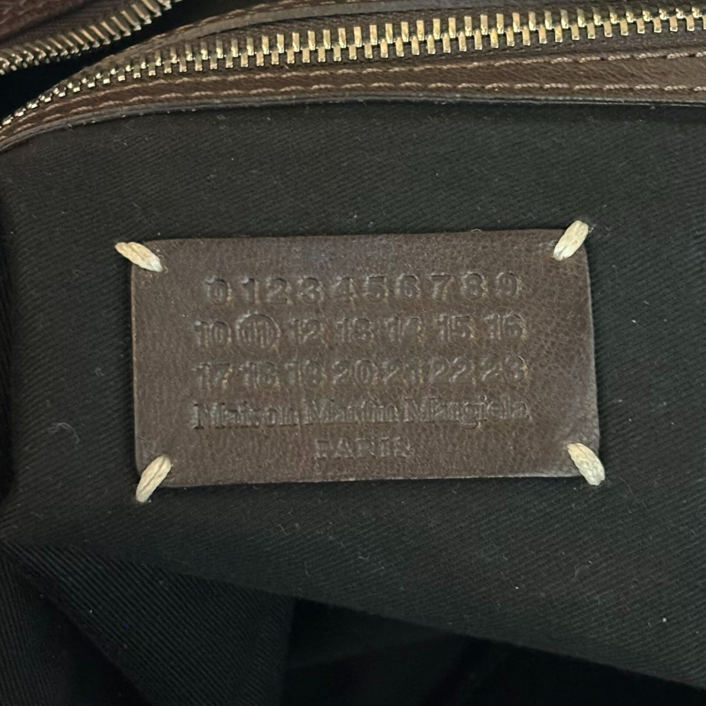 maison martin margiela camel leather travel bag