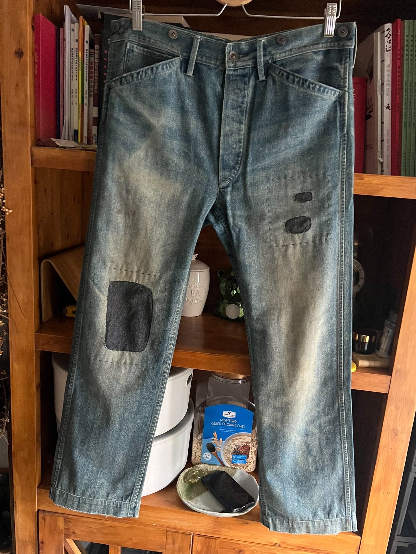 RRL Double RL Washed Distressed Suspender Work Pants