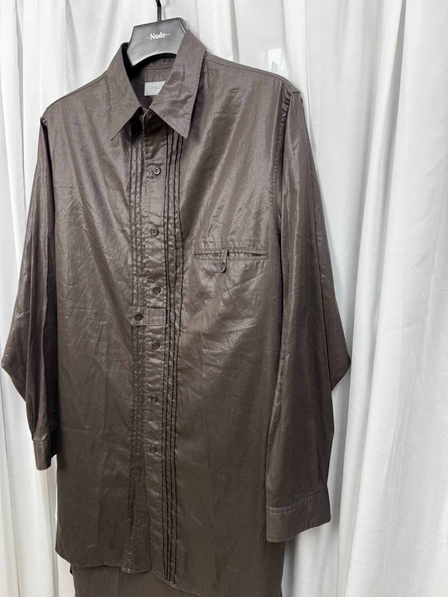 Yohji Yamamoto Pour Homme Coated Waxed Crinkled Shirt